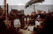 ZAIS, Giuseppe Ancient Ruins with a Great Arch and a Column fgu France oil painting reproduction
